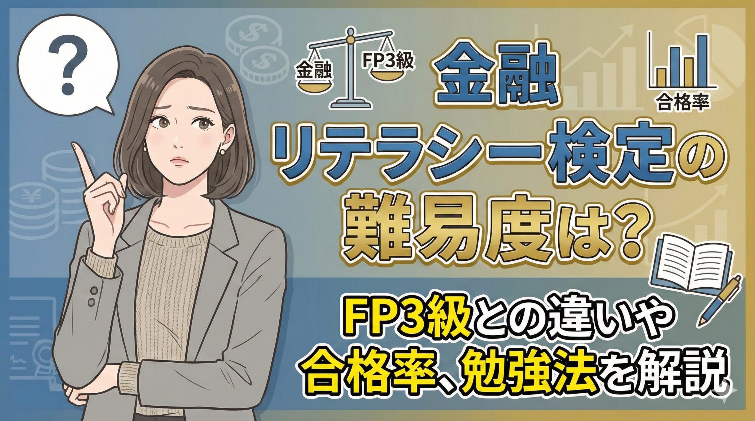 金融リテラシー検定の難易度は？FP3級との違いや合格率、勉強法を解説