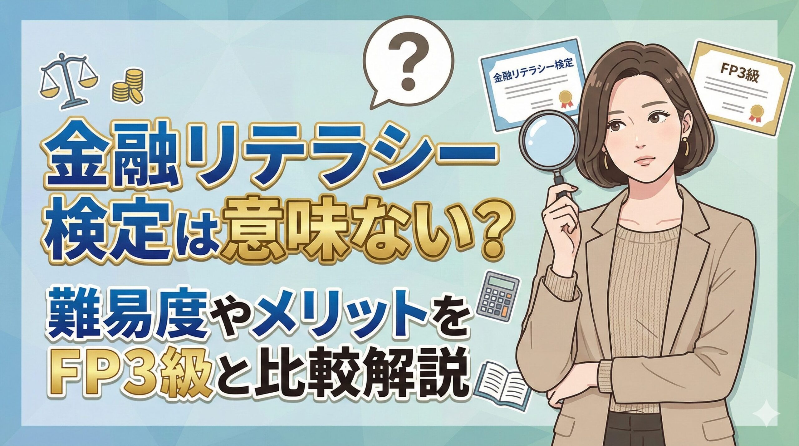 金融リテラシー検定は意味ない？難易度やメリットをFP3級と比較解説